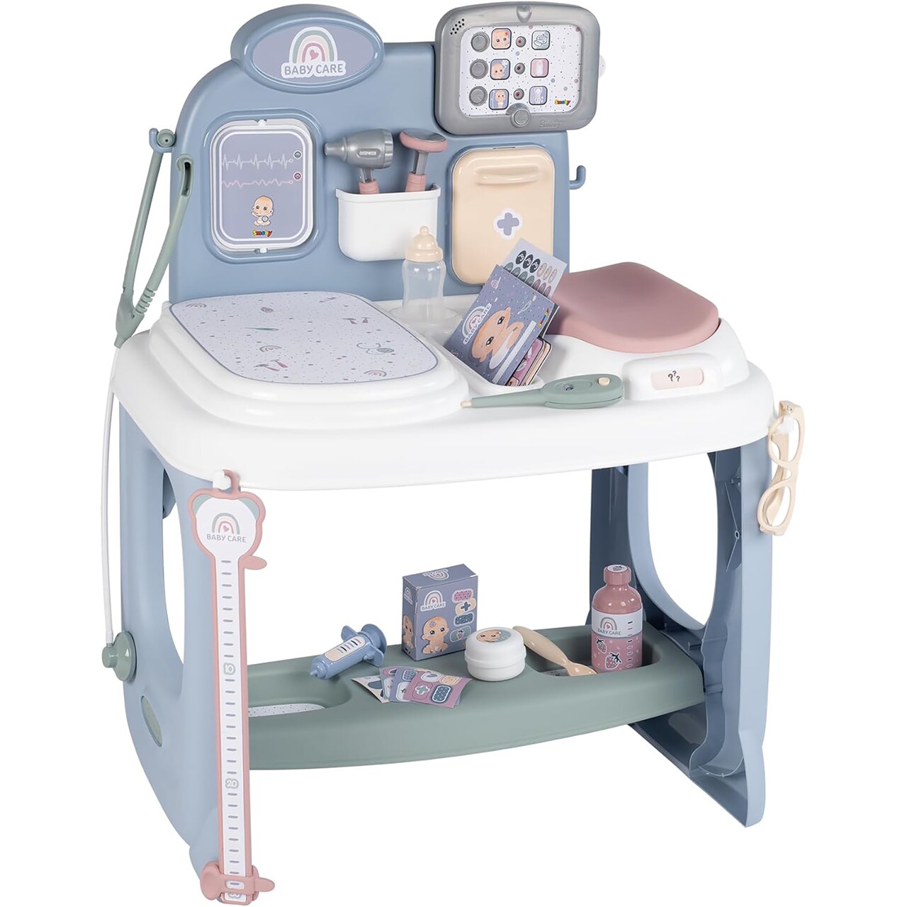 Smoby: Baby Childcare Center - Pastel - 24 Medical Toy Accessories, Pediatrician Doctor Roleplay, Doll Care, Interactive Pretend Play Set, Kids Age 3+